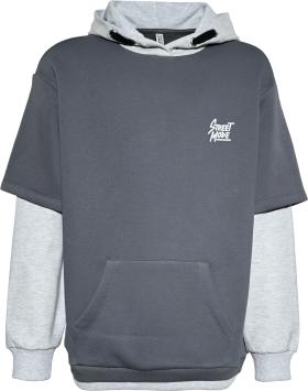 Hoodie Kapuze grau Doppeloptik Blue Effect3