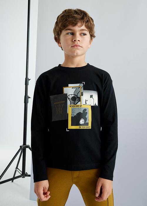 Shirt Langarm Junge Schwarz Basketball Mayoral