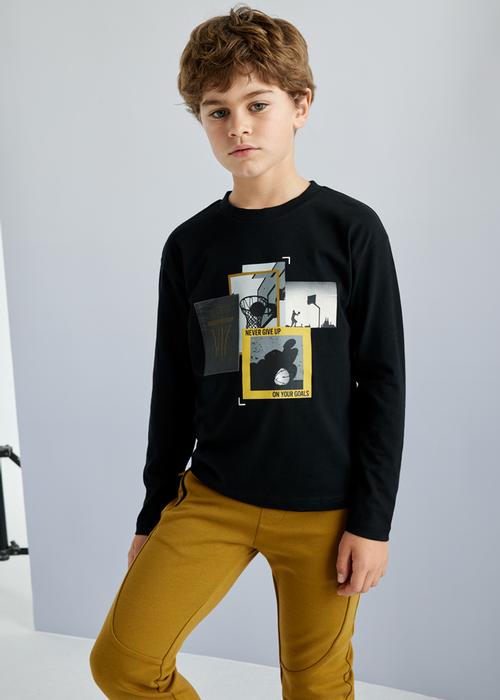 Shirt Langarm Junge Schwarz Basketball Mayoral