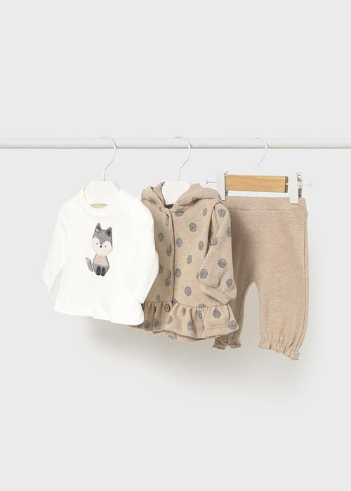 Set 3-Teiler Baby beige grau gepunktet Fuchs Mayoral2