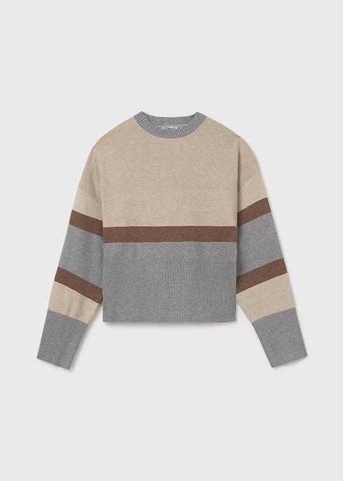Feinstrickpullover hellgrau beige gold Mayoral