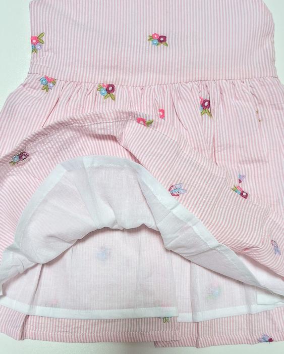 Kleid Kurzarm Rosa gestreift Blümchen Eisend