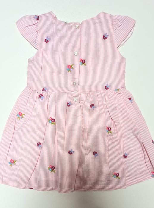 Kleid Kurzarm Rosa gestreift Blümchen Eisend