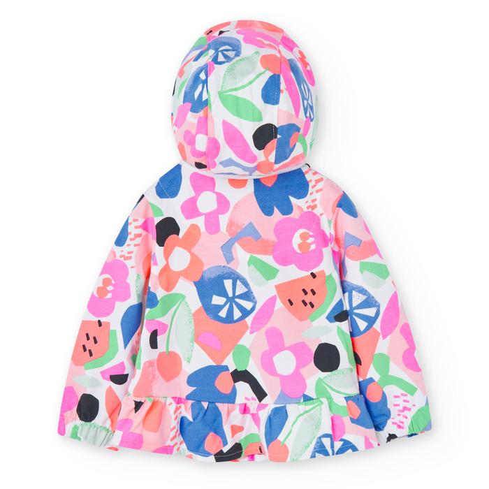 Sweatjacke Kapuze Mädchen Weiß Neon Boboli