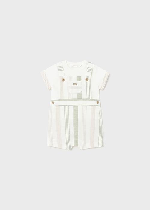 Latzhose kurz Set Sommer Junge Kleinkind creme grün gestreift Mayoral 74 80 86