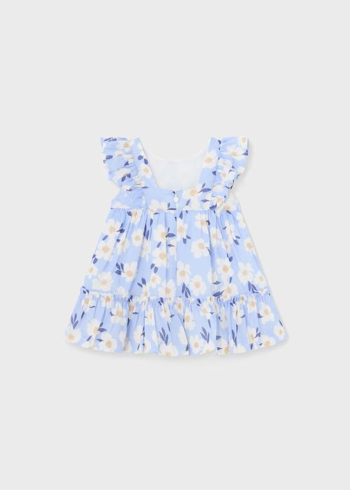 Kleid Kurzarmblau beige geblumt Mädchen Kleinkind Mayoral 92 98