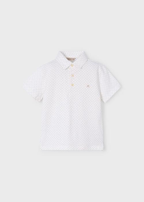 Poloshirt Kurzarm Festlichkeit weiß beige gemustert Mayoral 110 116 122 128