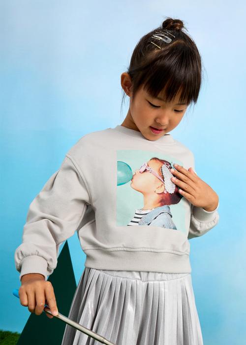 Pullover Sweatshirt Sommerhoodie Mayoral Mädchen grau Luftballon 110 116 122 128 134