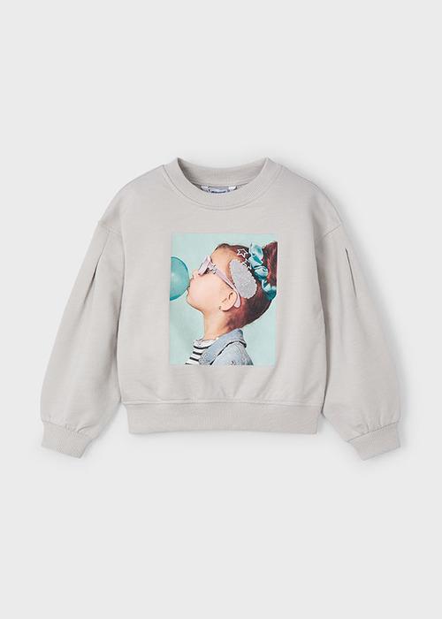 Pullover Sweatshirt Sommerhoodie Mayoral Mädchen grau Luftballon 110 116 122 128 134