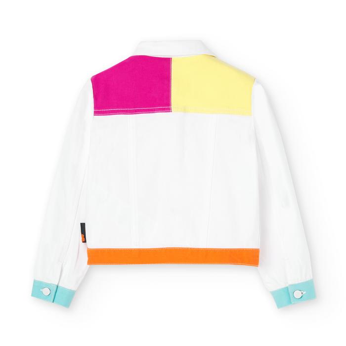 Jeansjacke Sommer Mädchen weiß neon gemustert Boboli 116 122 128 140