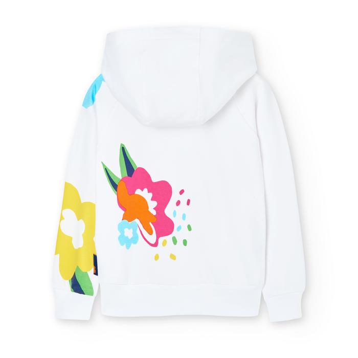 Sweatjacke Kapuze Mädchen Weiß Blumen Boboli
