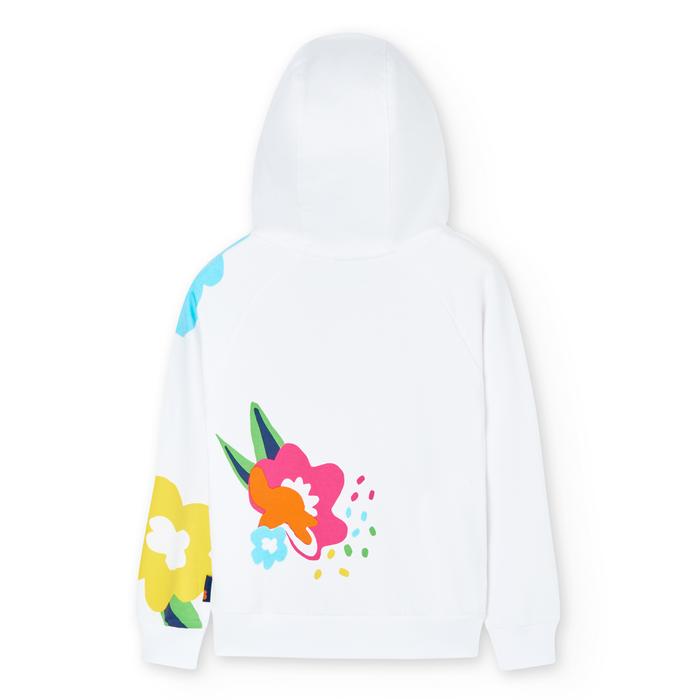 Sweatjacke Kapuze Mädchen Weiß Blumen Boboli