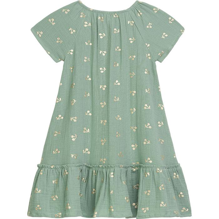 Kleid Tunika Sommer kurzarm Musselin mint mit gold Kirschen DANAMADE 104 110 122 128