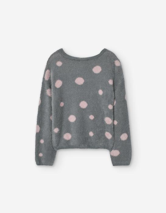 Pullover Flauschpullover Grau Punkte Losan2
