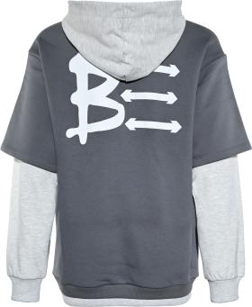 Hoodie Kapuze grau Doppeloptik Blue Effect2