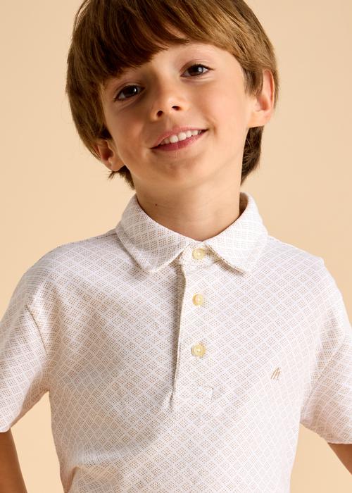 Poloshirt Kurzarm Festlichkeit weiß beige gemustert Mayoral 110 116 122 128