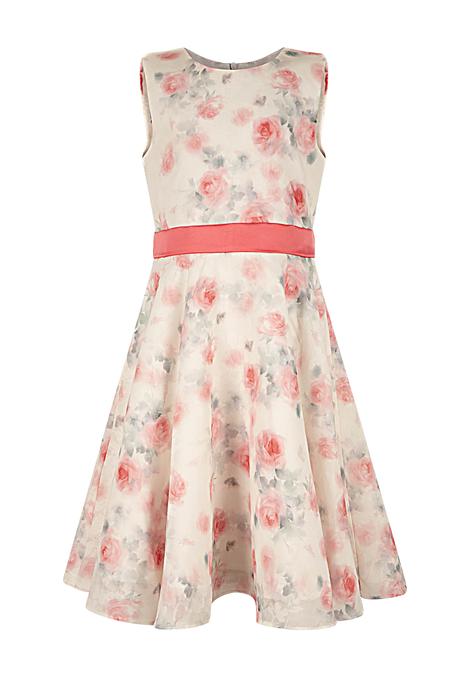 Kleid Festlich Schulanfang weiß hummer Blumen Eisend 116 122 128