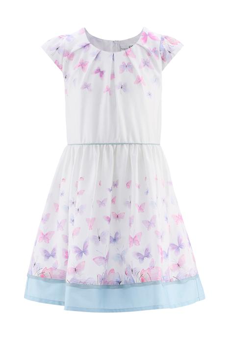 Kleid Sommer Festlich Schulanfang weiß geblumt Eisend 116 122 128