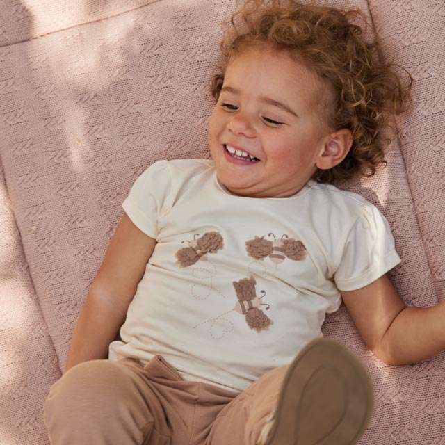 T-Shirt creme beige kurzarm Mädchen Kleinkind Dirkje 86 74 80 86 92 98 104