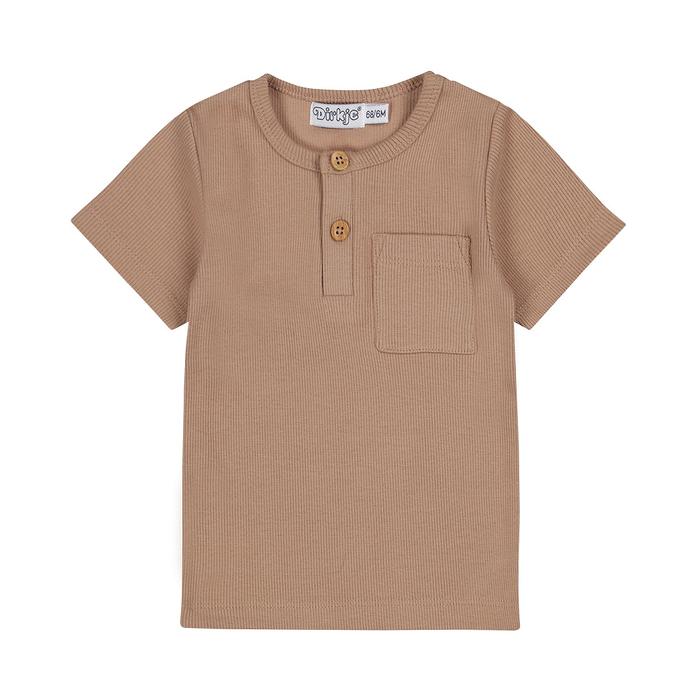 T-Shirt kurzarm Rippbaumwolle Junge beige Dirkje 86 92 98 104 110