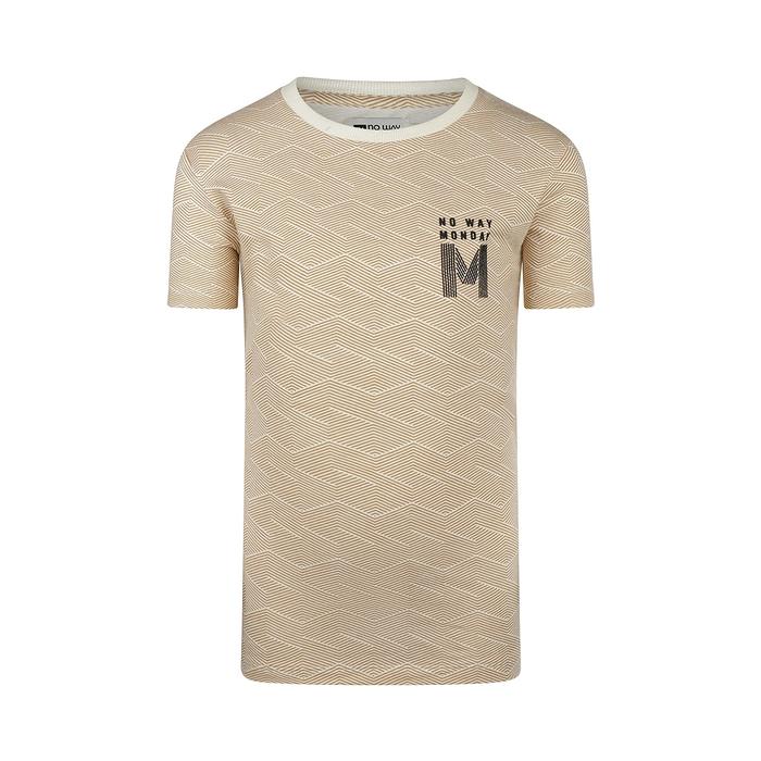 T-Shirt kurzarm Junge creme beige gemustert No Way Monday 128 140 152 164