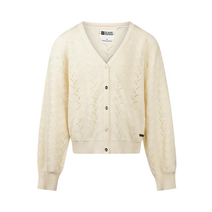 Strickjacke creme Gold Mädchen Lochmuster No Way Monday 140 152 164
