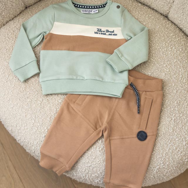 Set 2-Teilier Jogginganzug Junge beige mintgrün Dirkje 68 74 80 86
