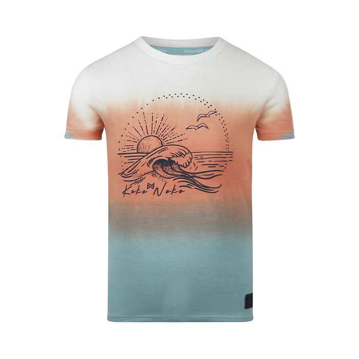 T-Shirt kurzarm Junge lachs hellblau gebatikt Koko Noko 104 110 116 122 128