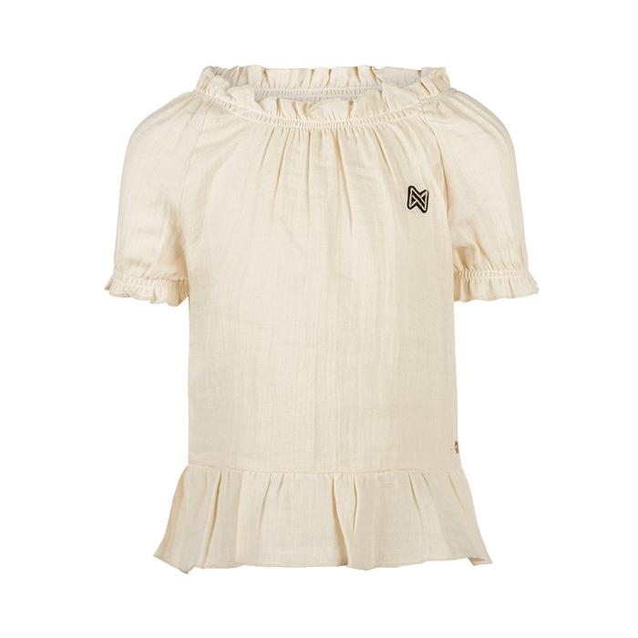 Sommertop, Blusenshirt, kurzarm, Leinen Musselin Mädchen creme Koko Noko 116 122 128 134 140