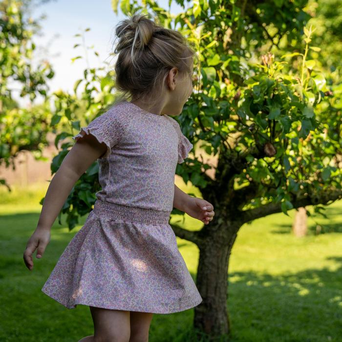 Kleid Sommer Jersey Kurzarm creme rosa geblumt Koko Noko 86 92 98 104 110