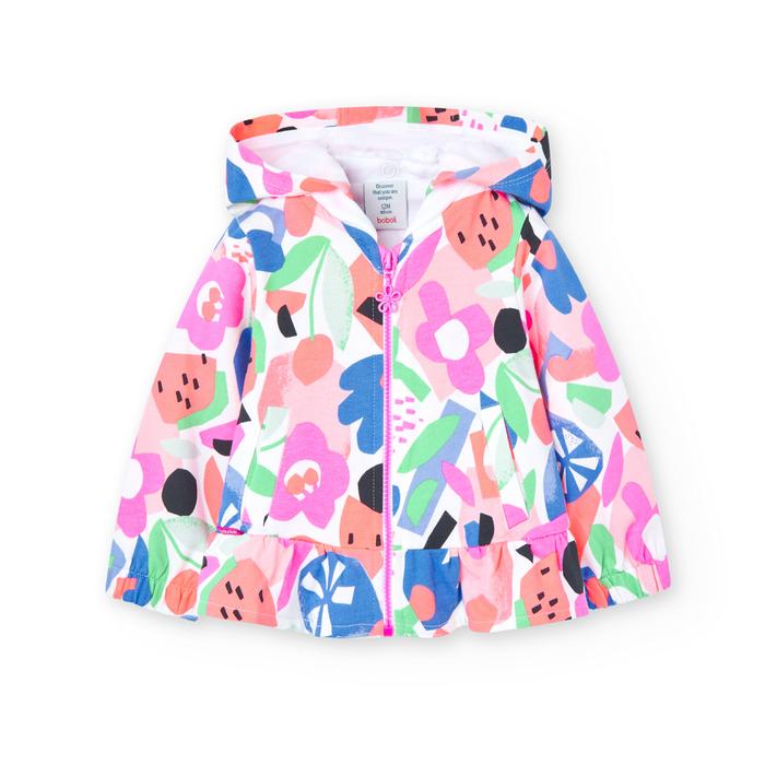 Sweatjacke Kapuze Mädchen Weiß Neon Boboli