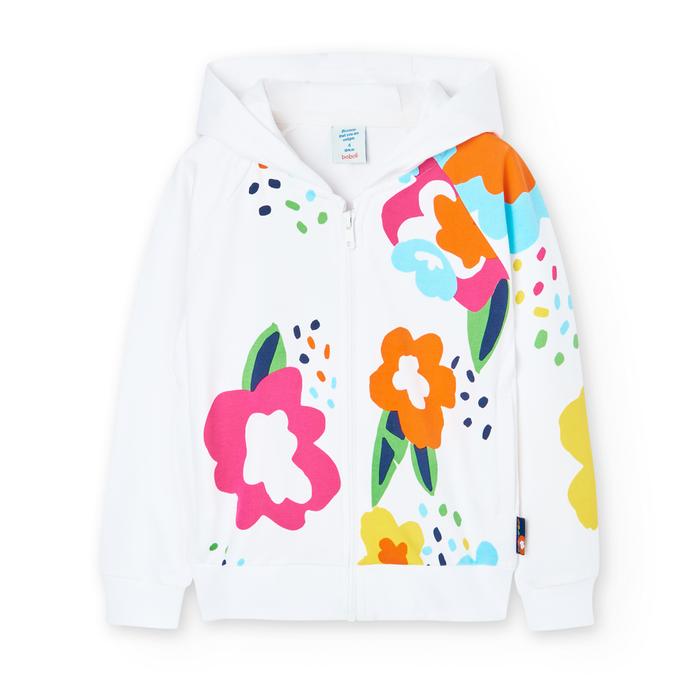 Sweatjacke Kapuze Mädchen Weiß Blumen Boboli