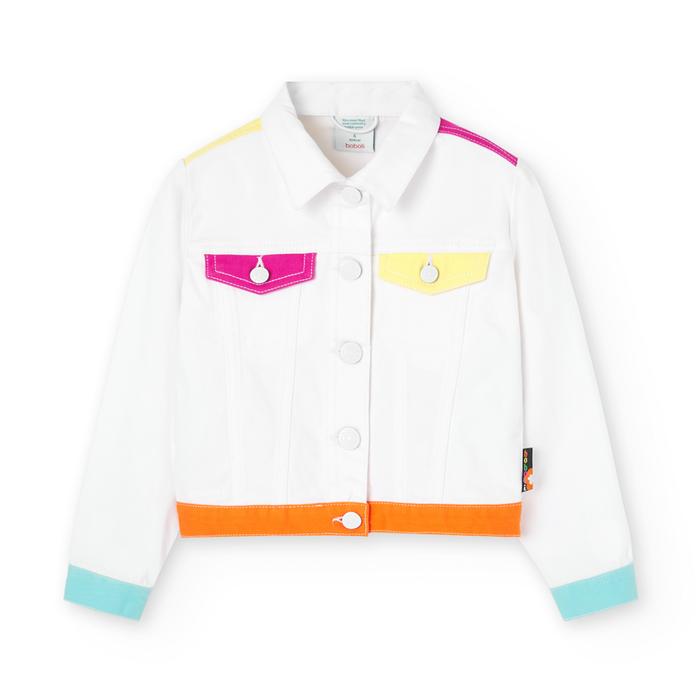 Jeansjacke Sommer Mädchen weiß neon gemustert Boboli 116 122 128 140