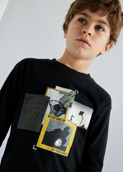Shirt Langarm Junge Schwarz Basketball Mayoral