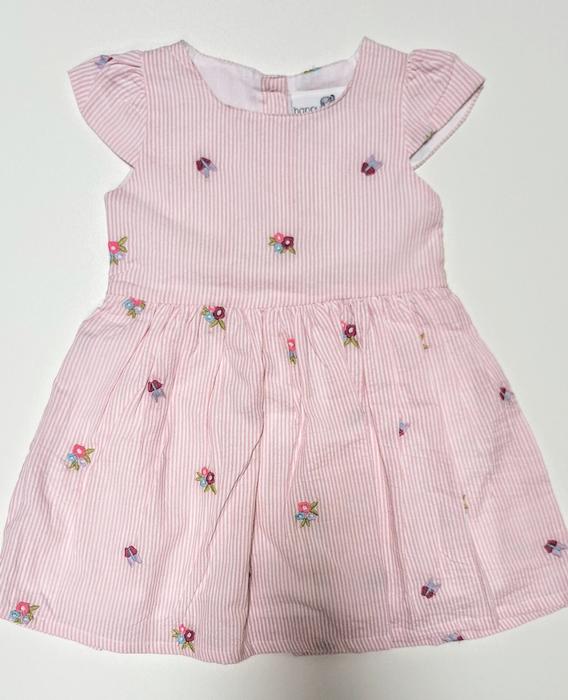 Kleid Kurzarm Rosa gestreift Blümchen Eisend