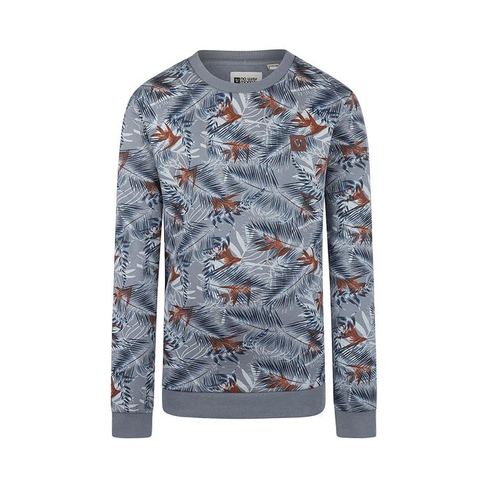 Hoodie Pullover blau Blätter No Way Monday