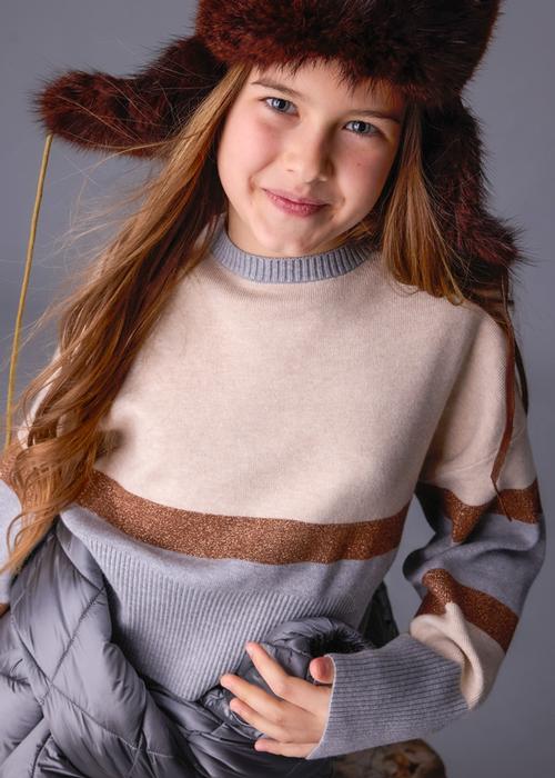 Feinstrickpullover hellgrau beige gold Mayoral