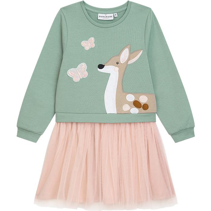 Kleid Langarm rosa grün Bambi Danamade