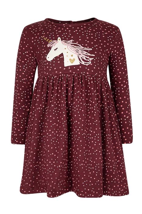 Kleid Tunika Langarm weinrot Einhorn Eisend 98 104 110