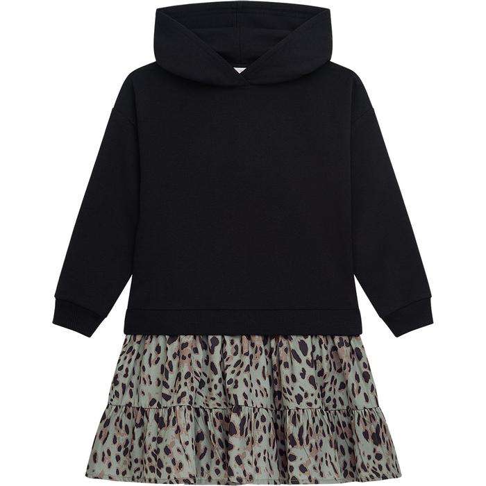 Kleid Langarm schwarz grün Leo DANAMADE