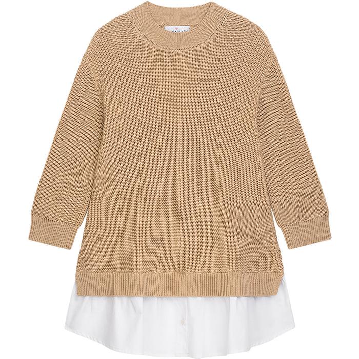 Longpullover Blusenkleid Strick beige DANAMADE