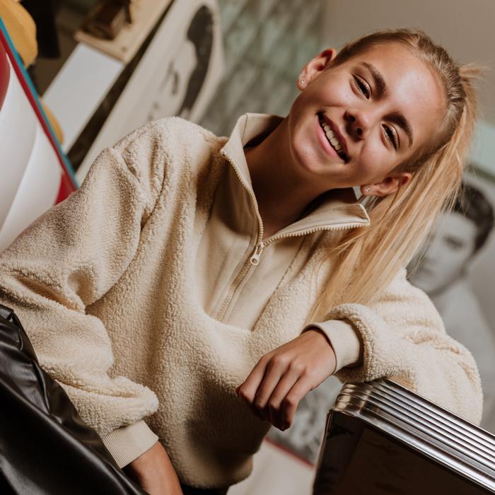 Fellpullover creme Reißverschluss No Way Monday