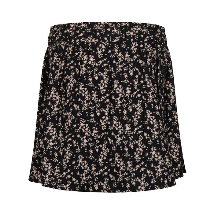 Rock kurz schwarz beige geblumt No Way Monday3