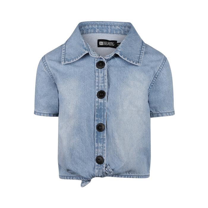 Jeansbluse Jeanshemd  blau used kurzarm Mädchen No Way Monday 140 152 164