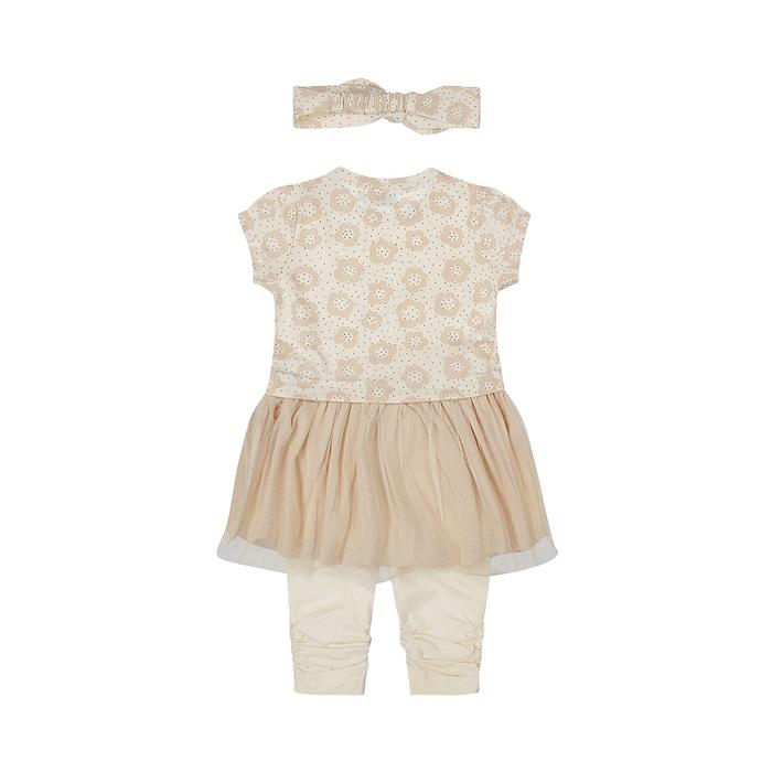2-Teiler Sommer Kleid kurzarm Leggings Mädchen beige Tüll Dirkje 68 74 80 86
