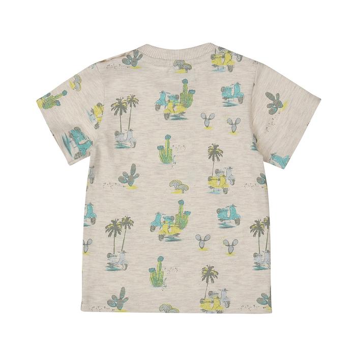 T-Shirt kurzarm Junge beige melang  Allover Print Dirkje 86 92 98 104