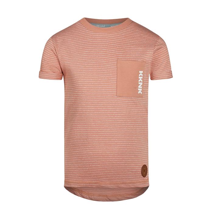 T-Shirt kurzarm Junge lachs gestreift mit Brusttasche Koko Noko 110 116 122 128 134 140