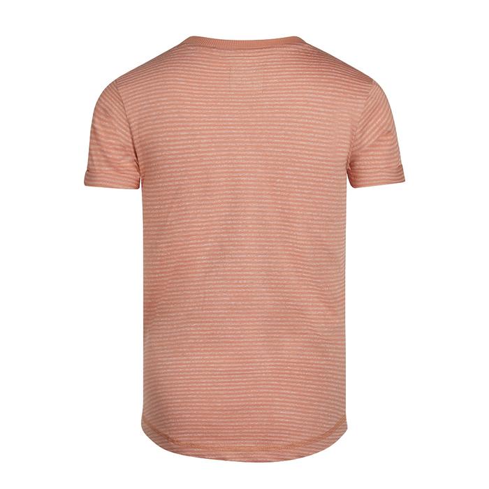 T-Shirt kurzarm Junge lachs gestreift mit Brusttasche Koko Noko 110 116 122 128 134 140