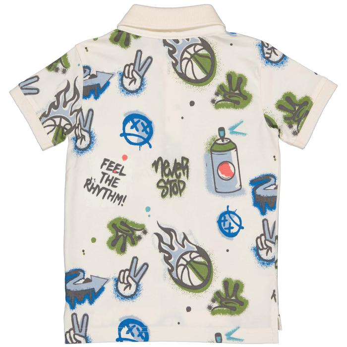Poloshirt Kurzarm Junge creme gemustert graffiti Quapi 92 98 104