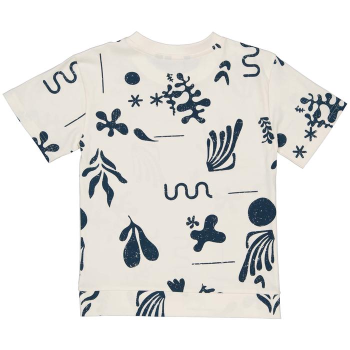 T-Shirt kurzarm Junge Creme blau Graffiti Quapi